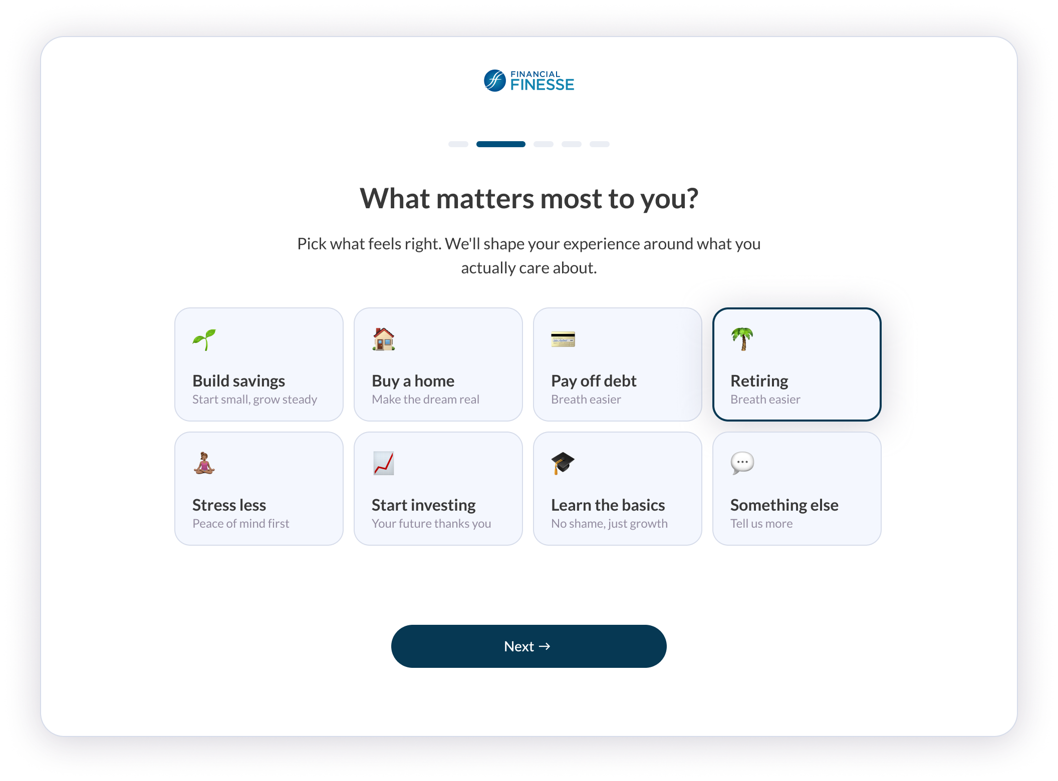 Financial Finesse onboarding experience